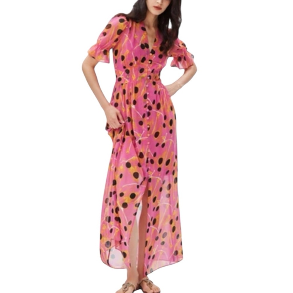 Diane Von Furstenberg Erica Maxi Dress In Ladybug Dot size 10